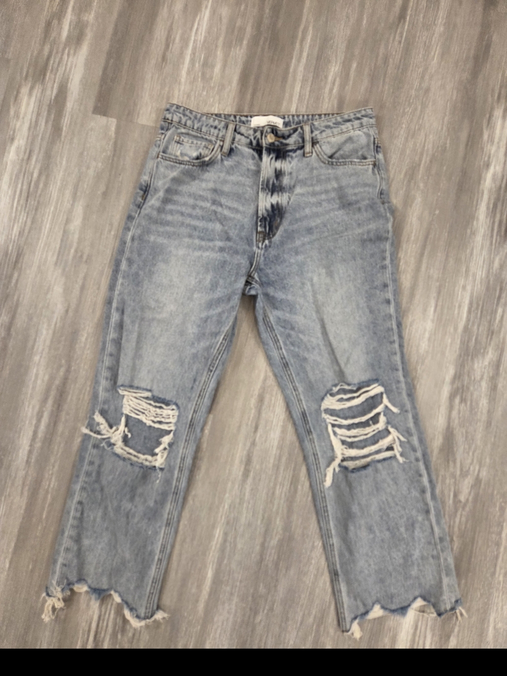 VERVET BY FLYING MONKEY Light Blue Distressed Straight Leg Jeans